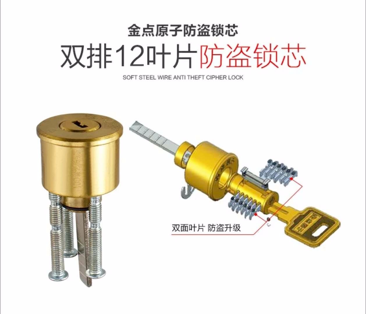 金点原子外装门锁 6011双面叶片c级锁芯